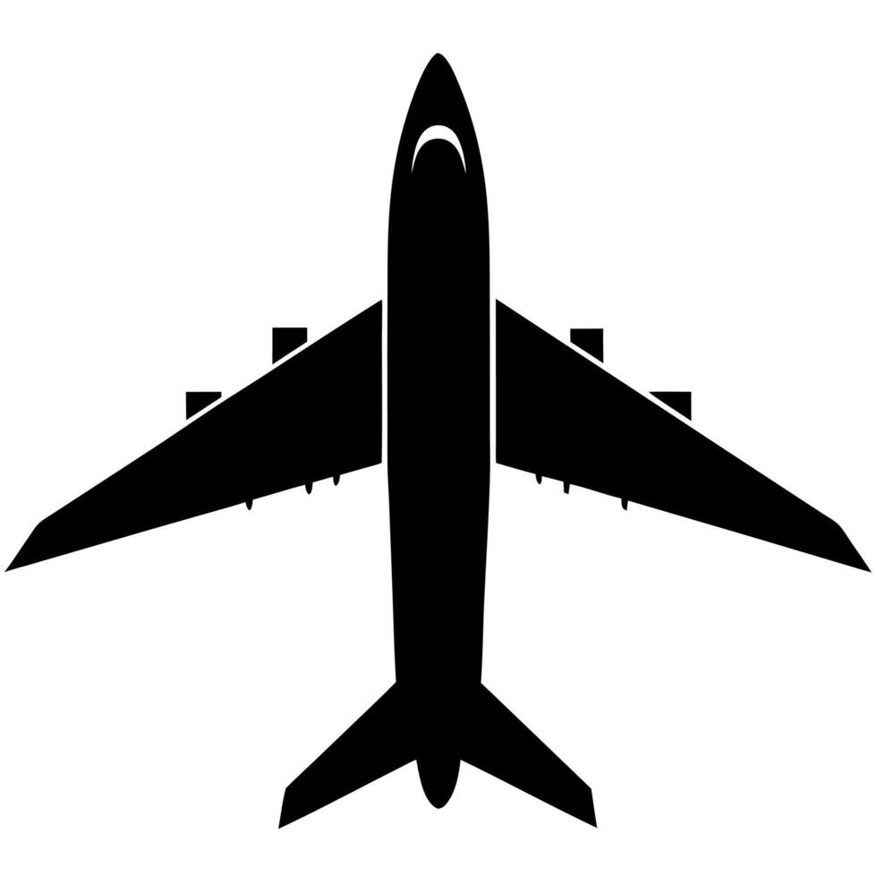 airplane black silhouette illustration vector