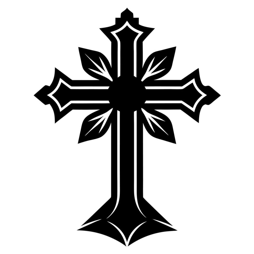 christian cross black silhouette illustration vector