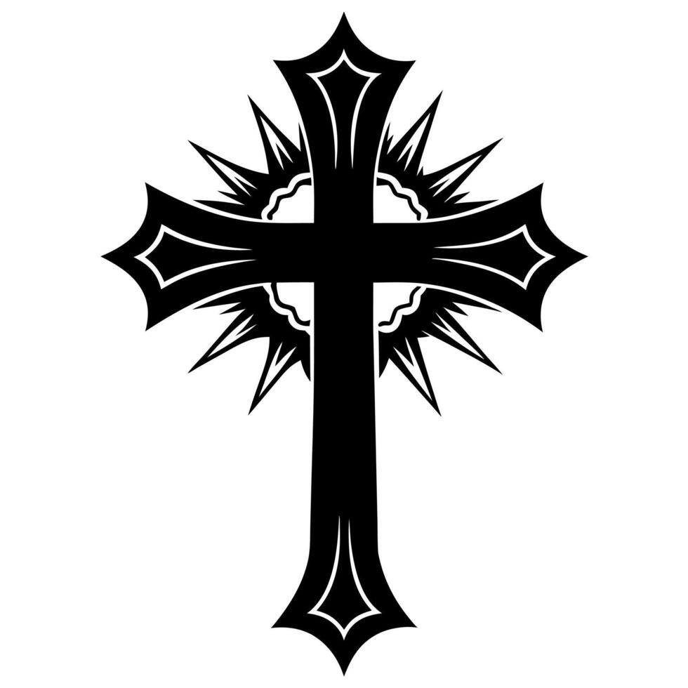 christian cross black silhouette illustration vector
