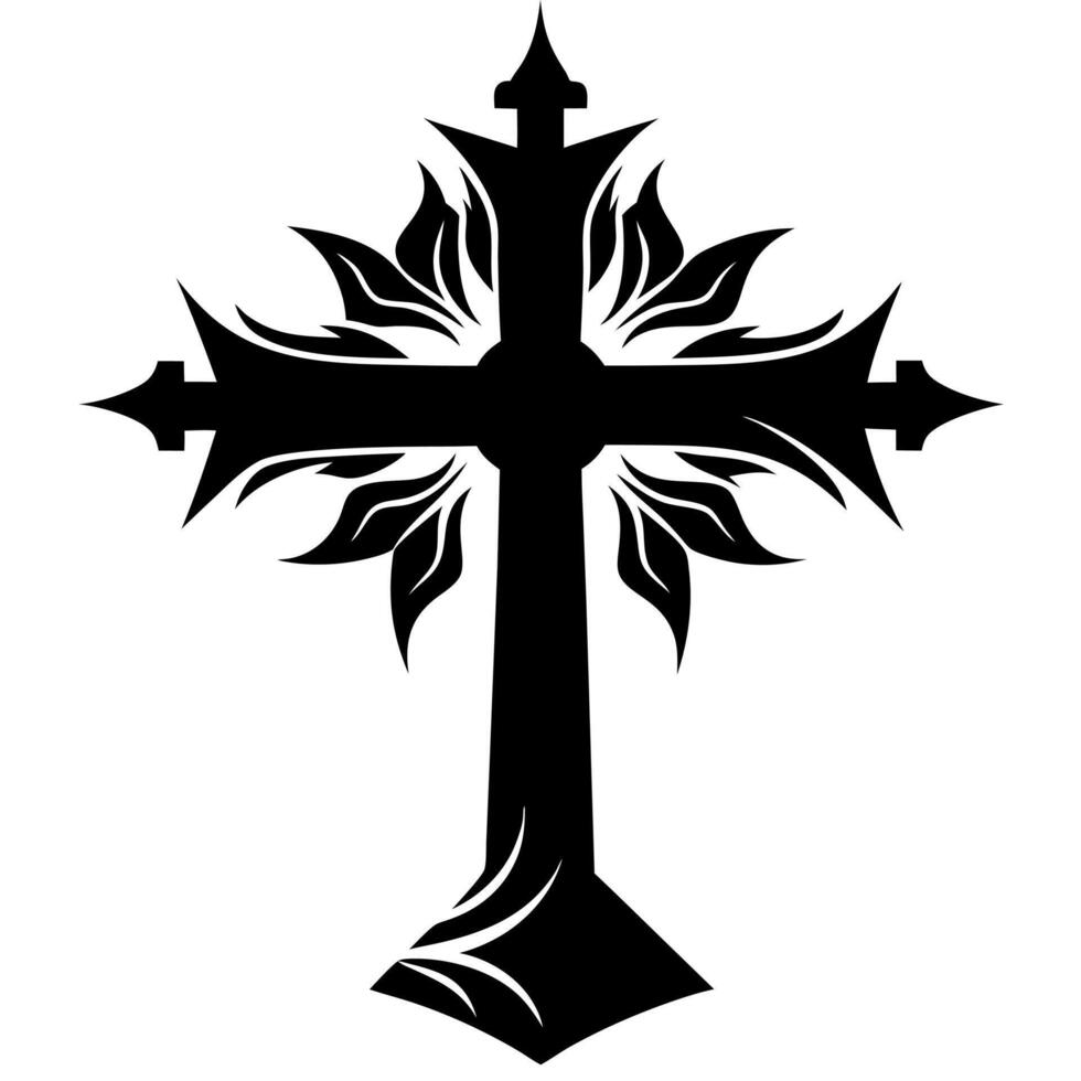 christian cross black silhouette illustration vector
