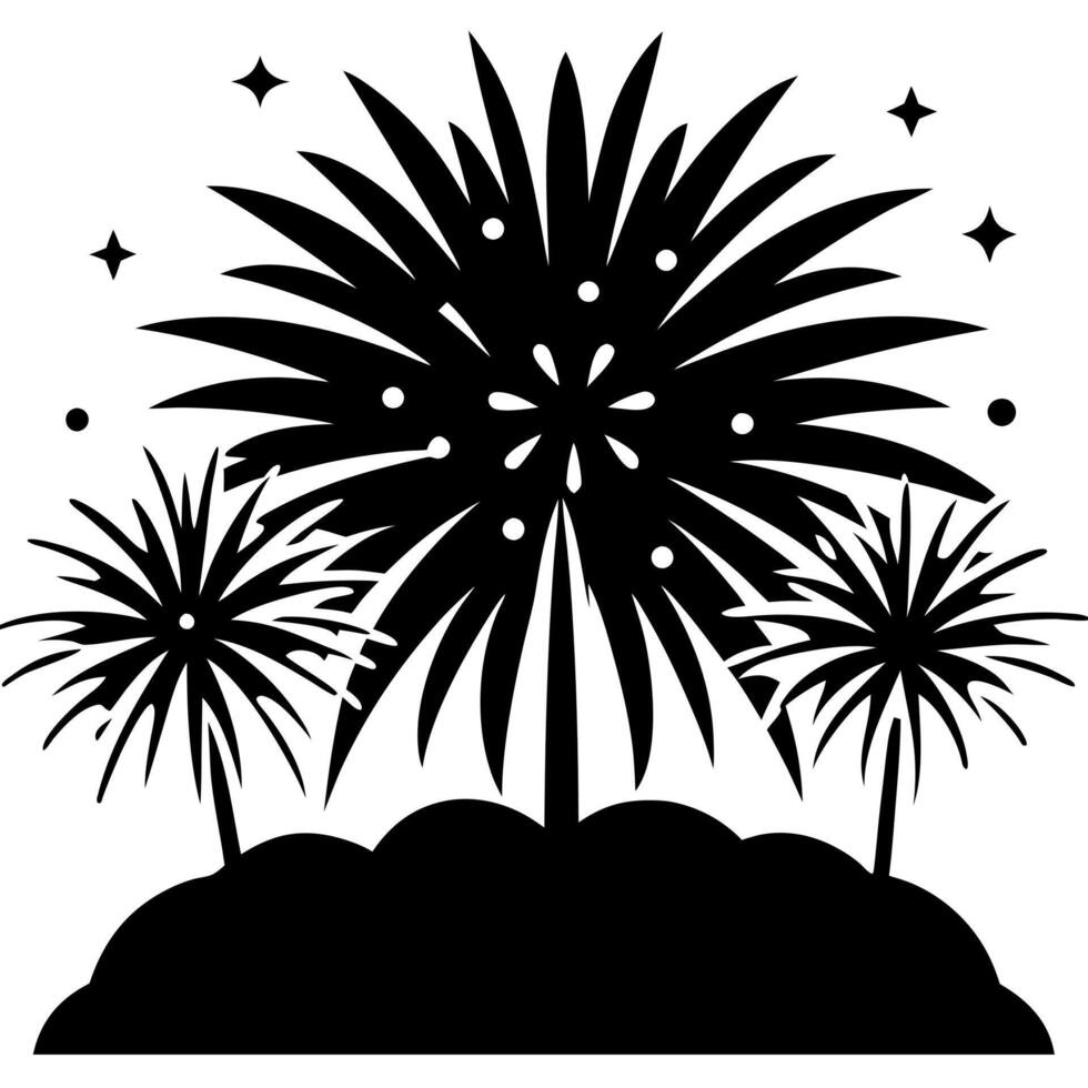 firework black silhouette illustration vector