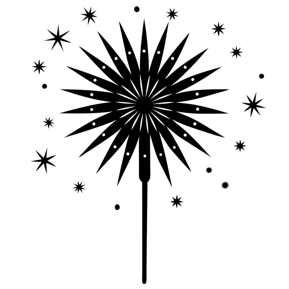 firework black silhouette illustration vector