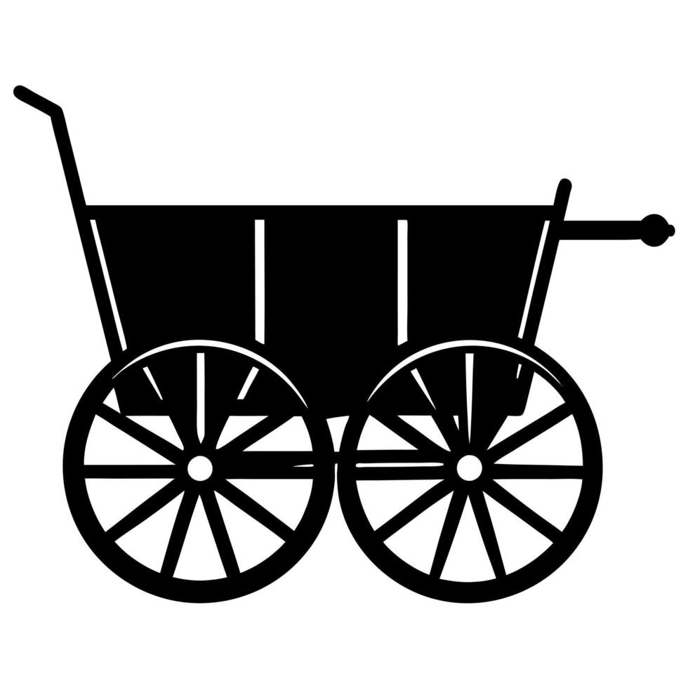 farm cart black silhouette illustration vector