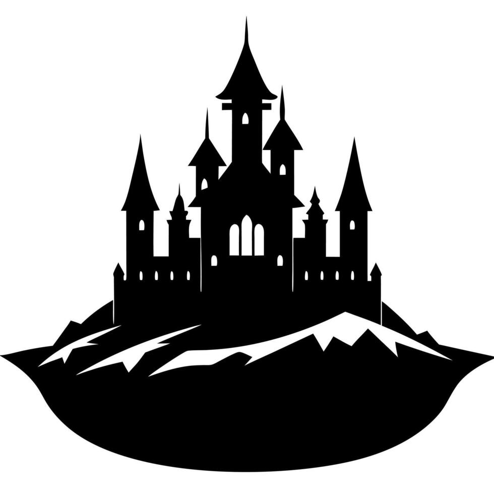 castle black silhouette illustration vector