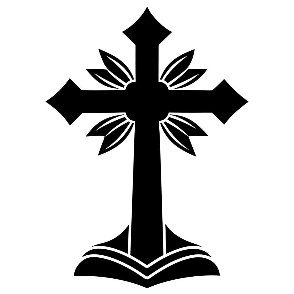 christian cross black silhouette illustration vector
