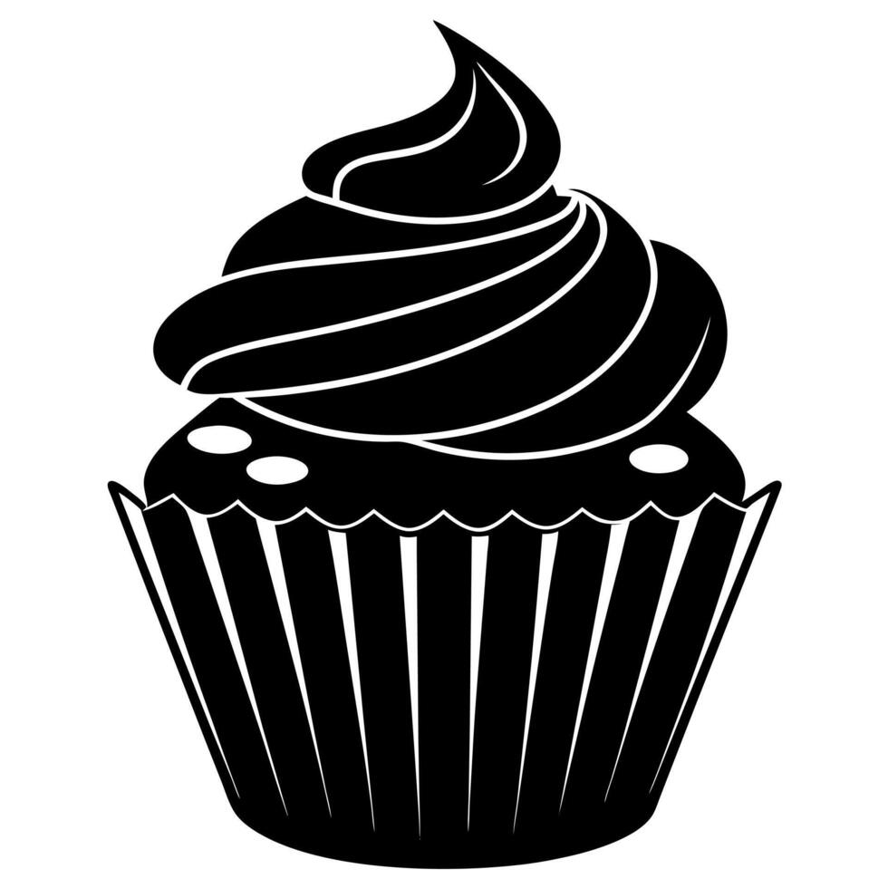 cupcake black silhouette illustration vector