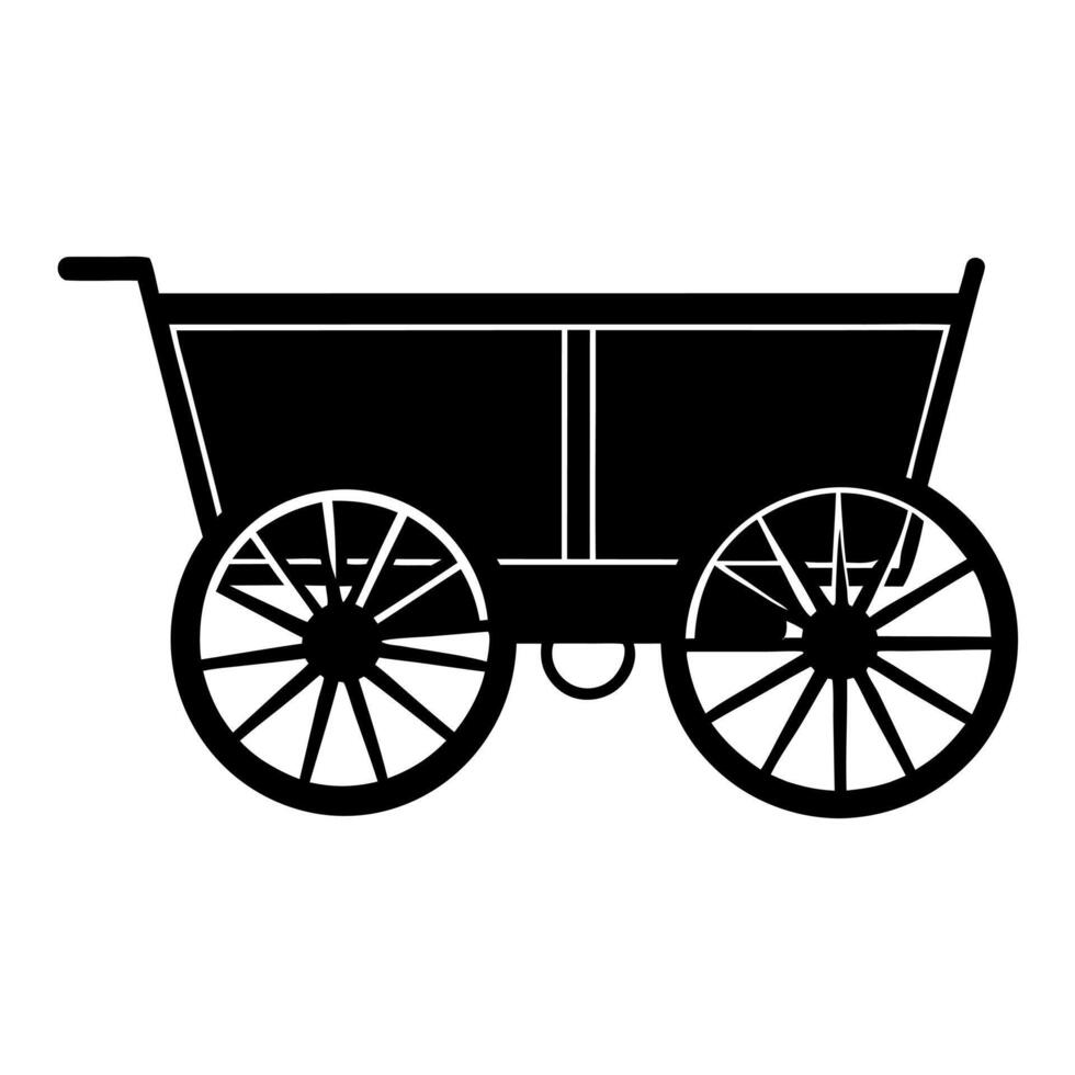 farm cart black silhouette illustration vector