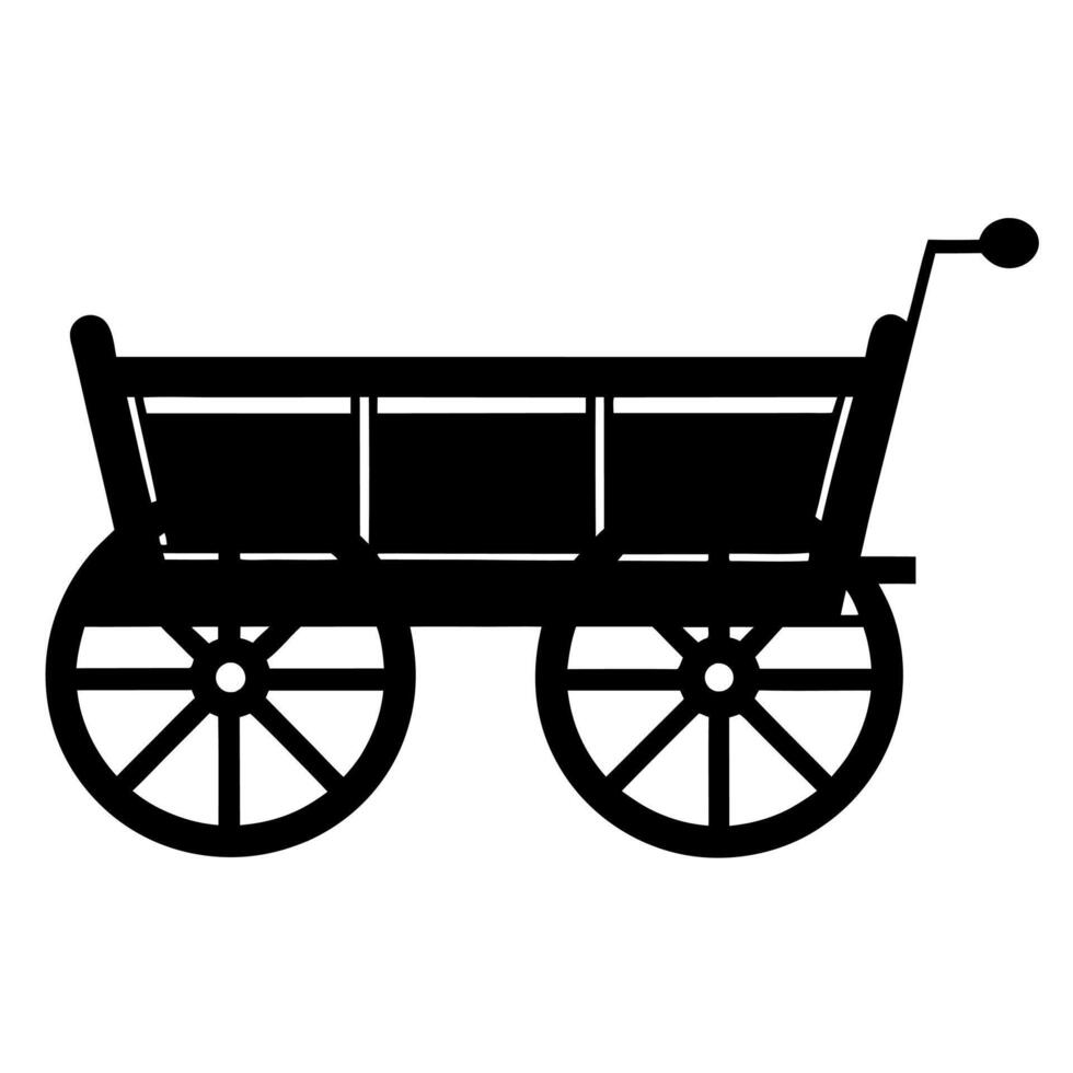 farm cart black silhouette illustration vector
