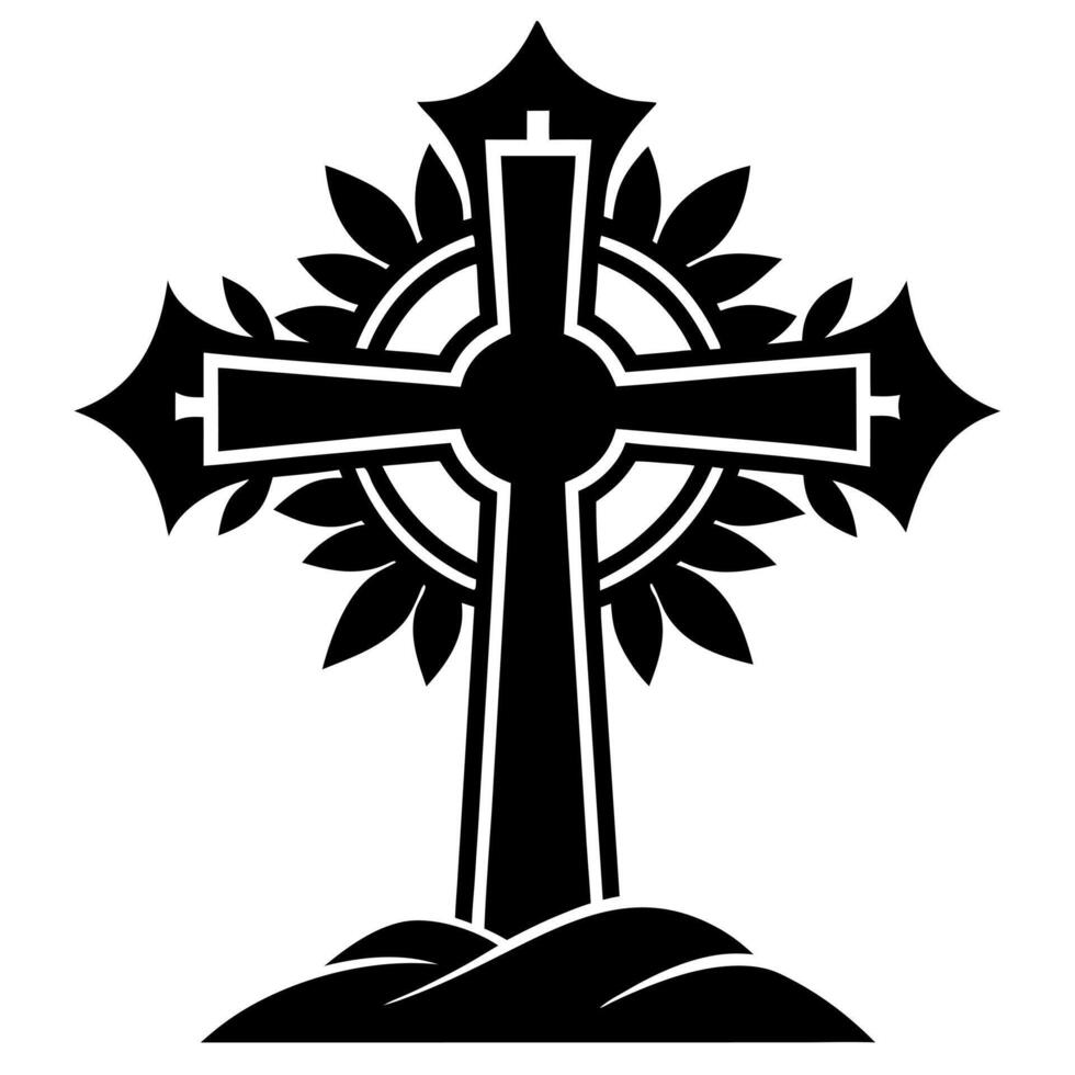 christian cross black silhouette illustration vector