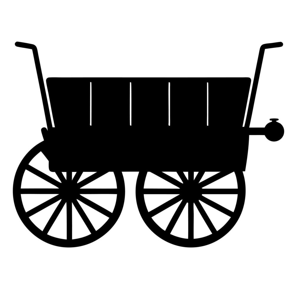 farm cart black silhouette illustration vector