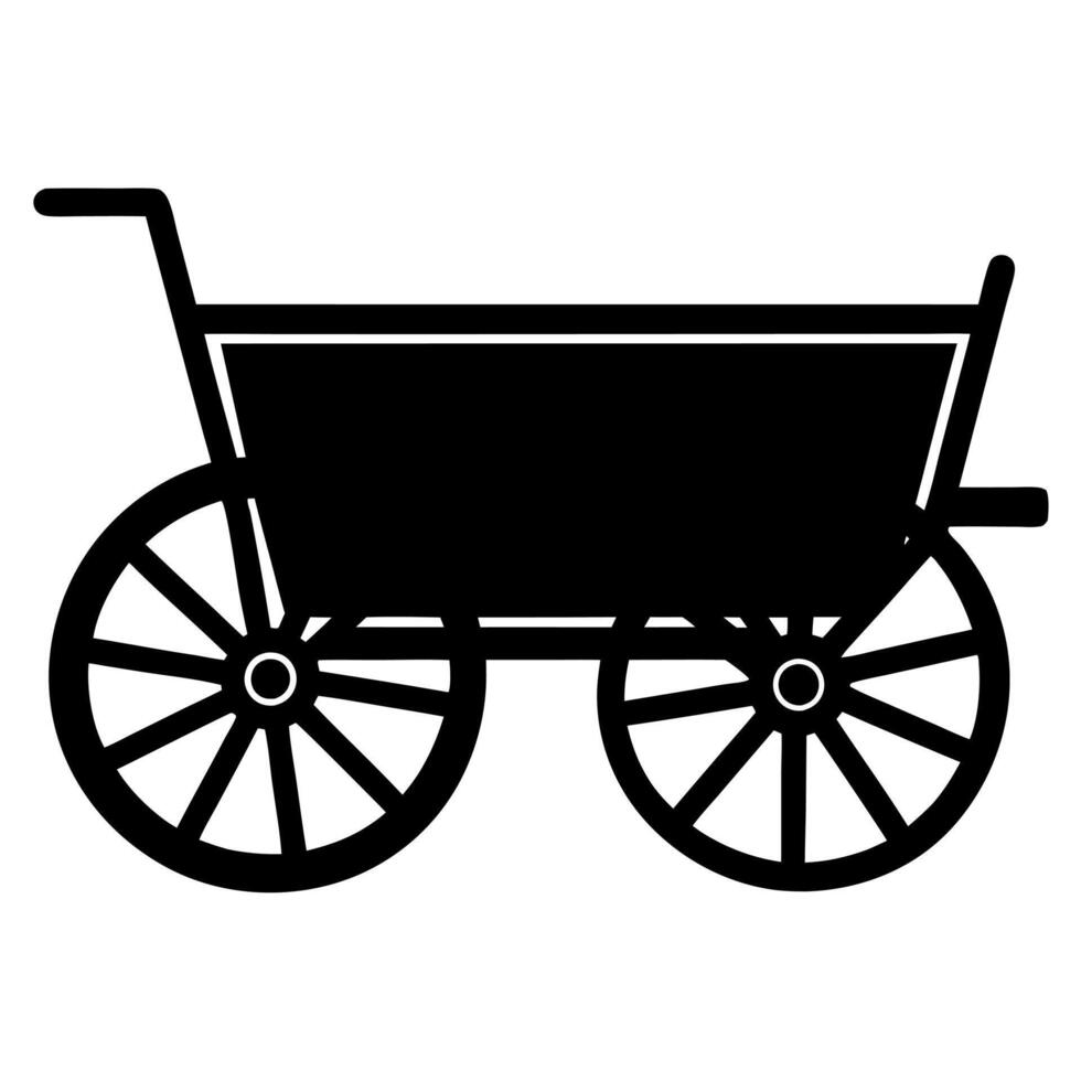 farm cart black silhouette illustration vector