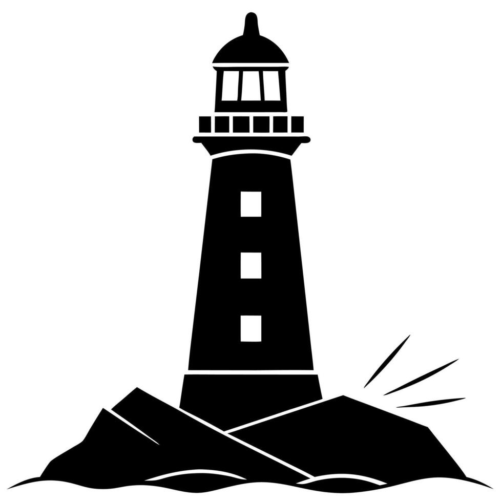 lighthouse black silhouette illustration vector