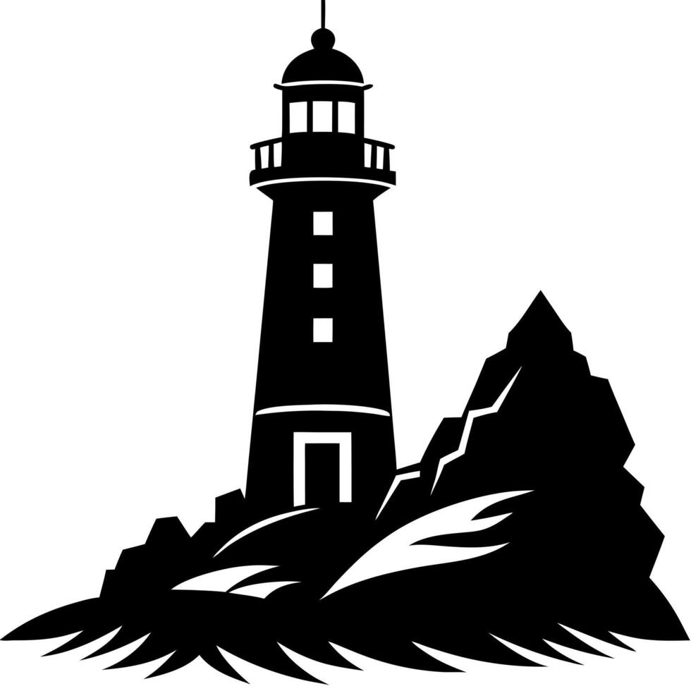 lighthouse black silhouette illustration vector