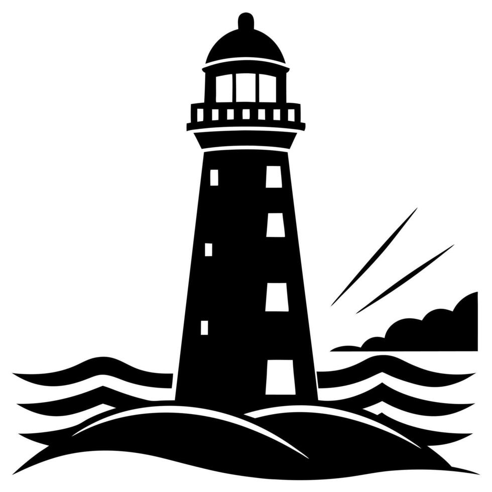 lighthouse black silhouette illustration vector
