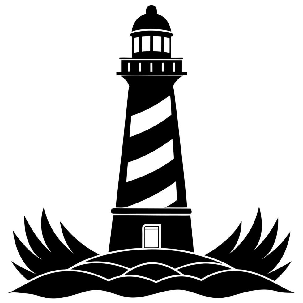 lighthouse black silhouette illustration vector