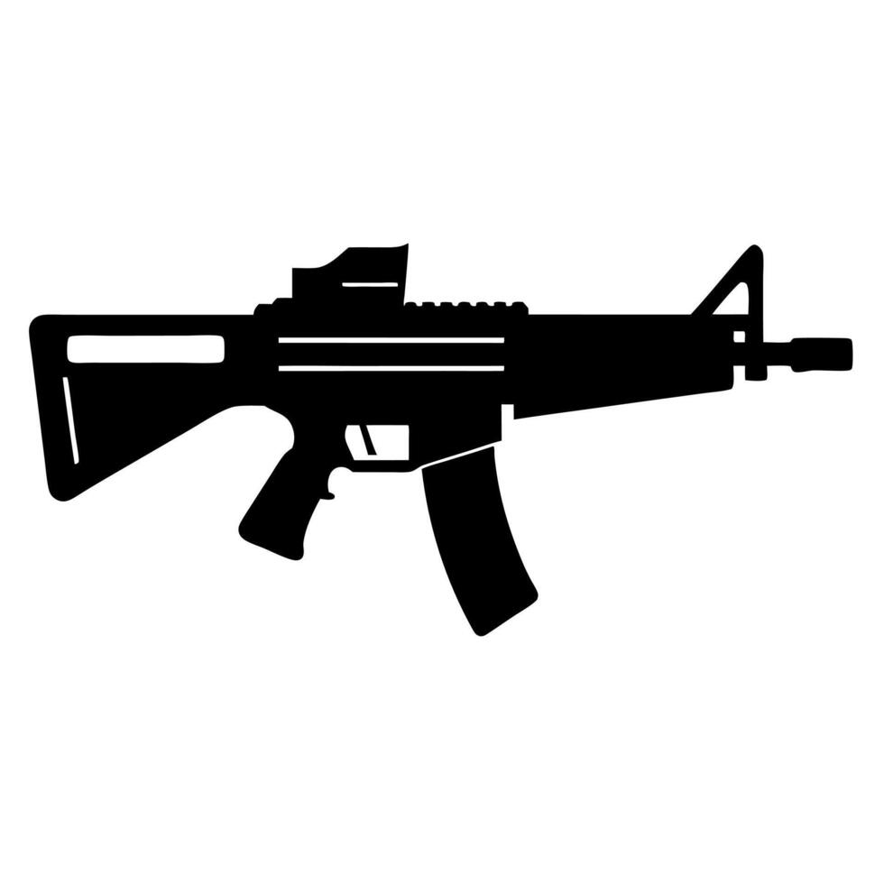 machine gun black silhouette illustration vector