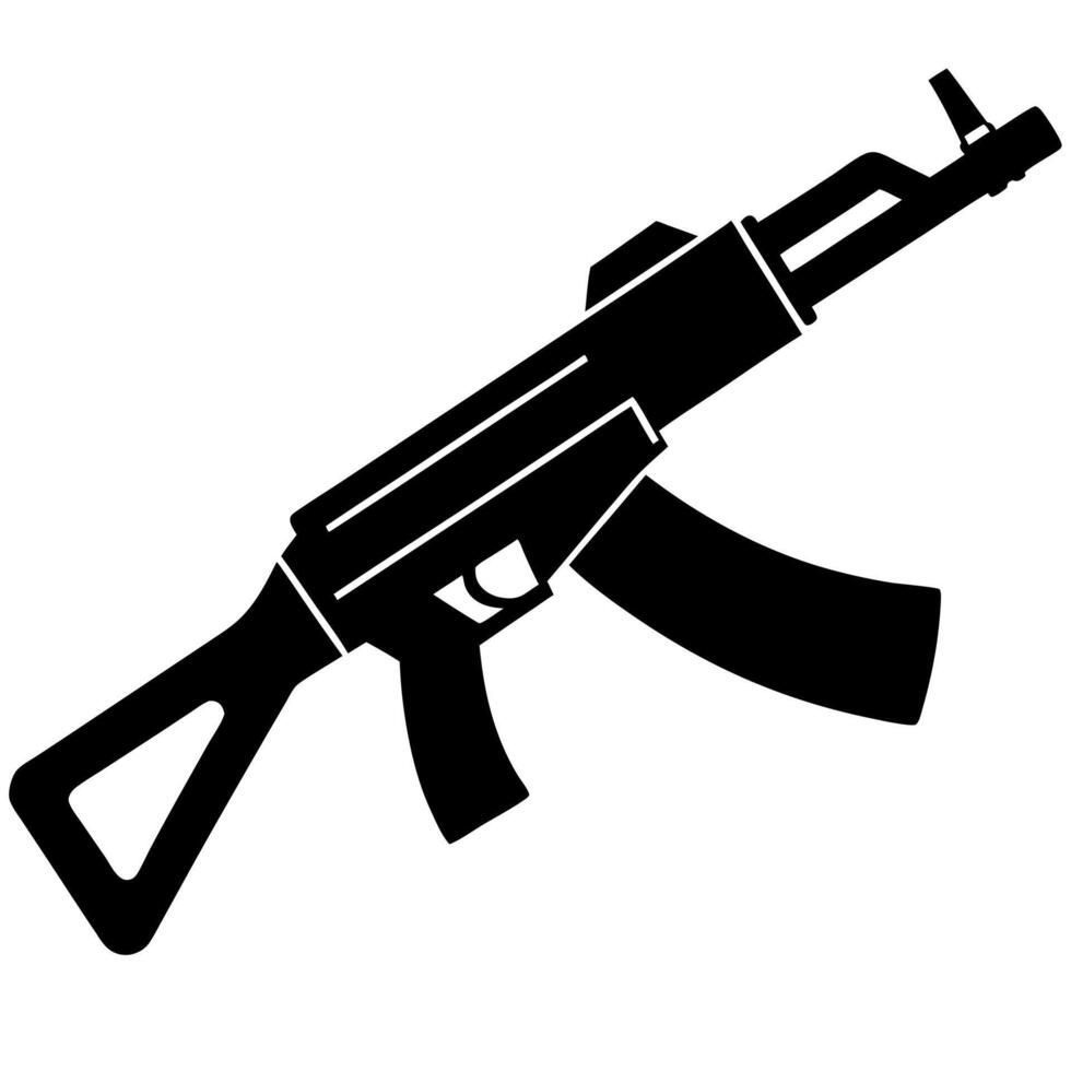 machine gun black silhouette illustration vector