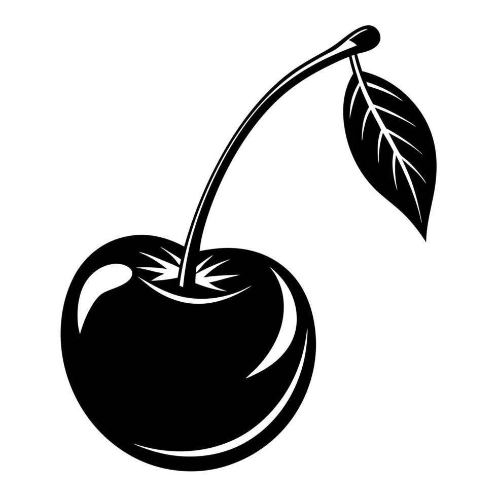 cherry black silhouette illustration vector