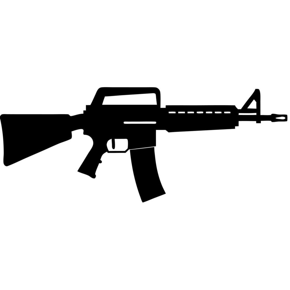machine gun black silhouette illustration vector