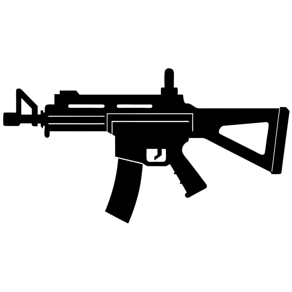 machine gun black silhouette illustration vector