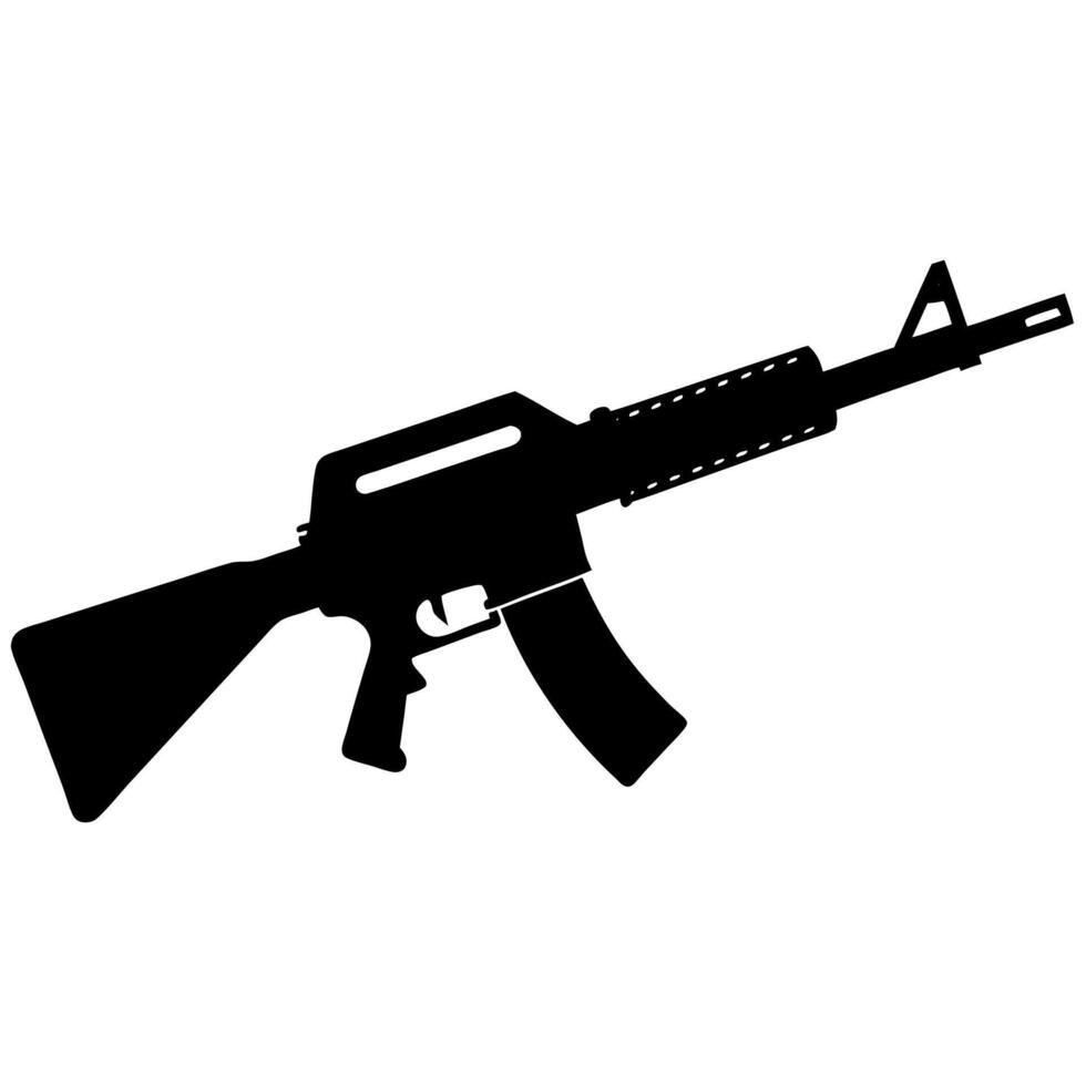 machine gun black silhouette illustration vector