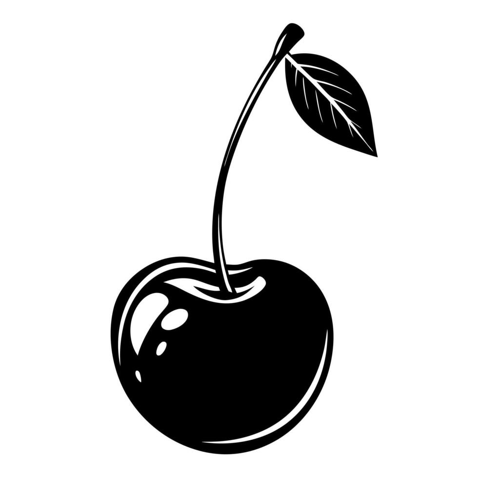 cherry black silhouette illustration vector