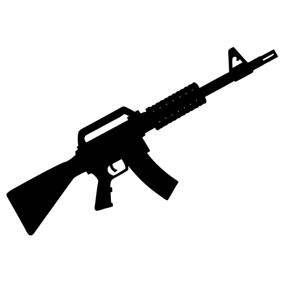 machine gun black silhouette illustration vector