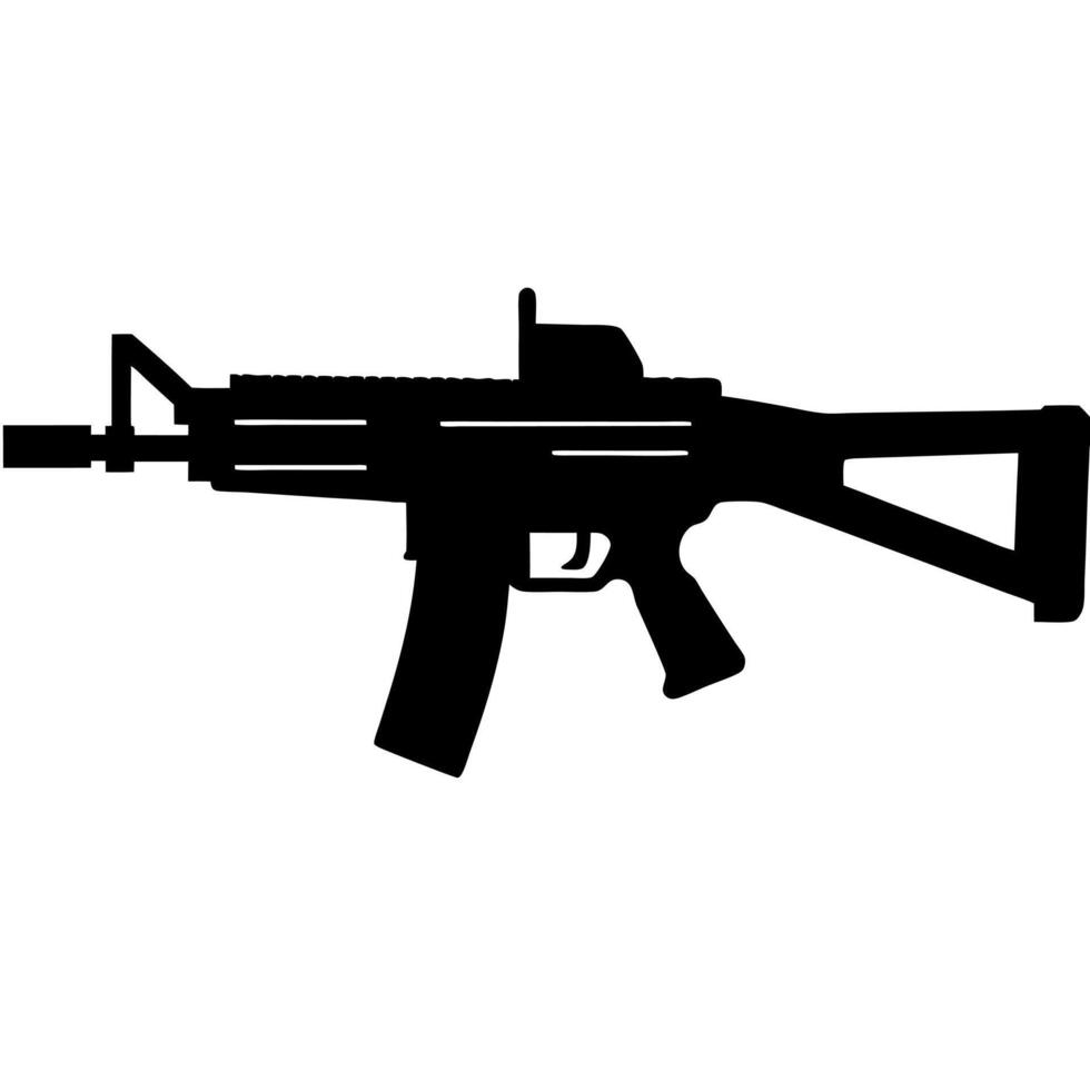 machine gun black silhouette illustration vector