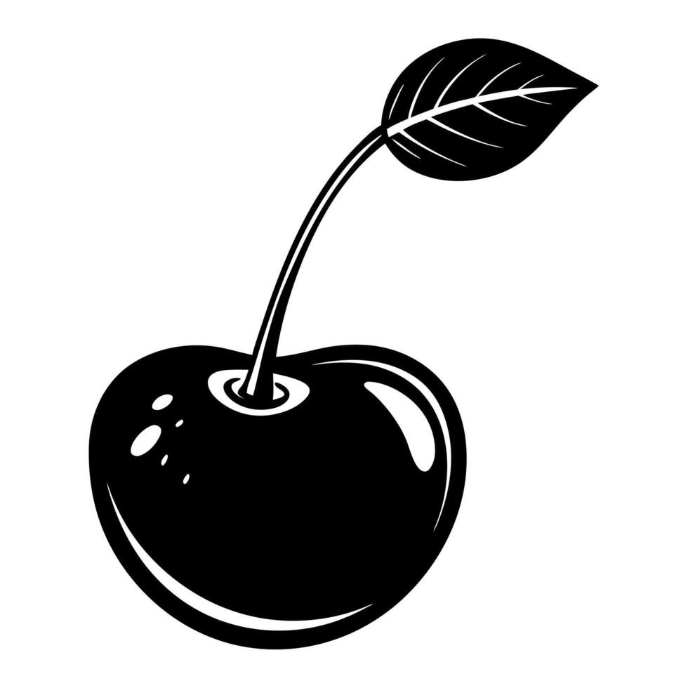 cherry black silhouette illustration vector