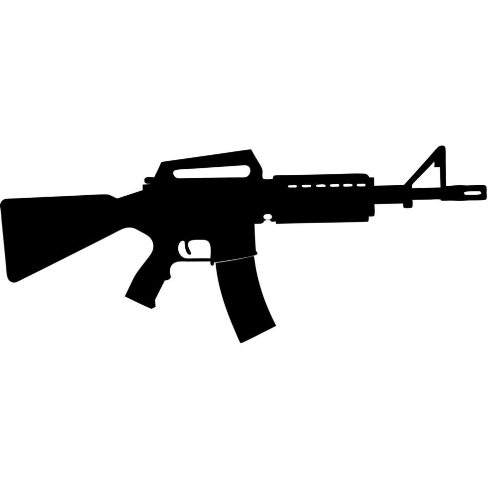 machine gun black silhouette illustration vector