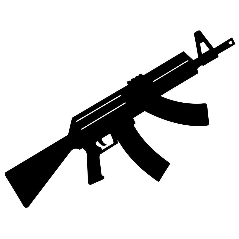 machine gun black silhouette illustration vector