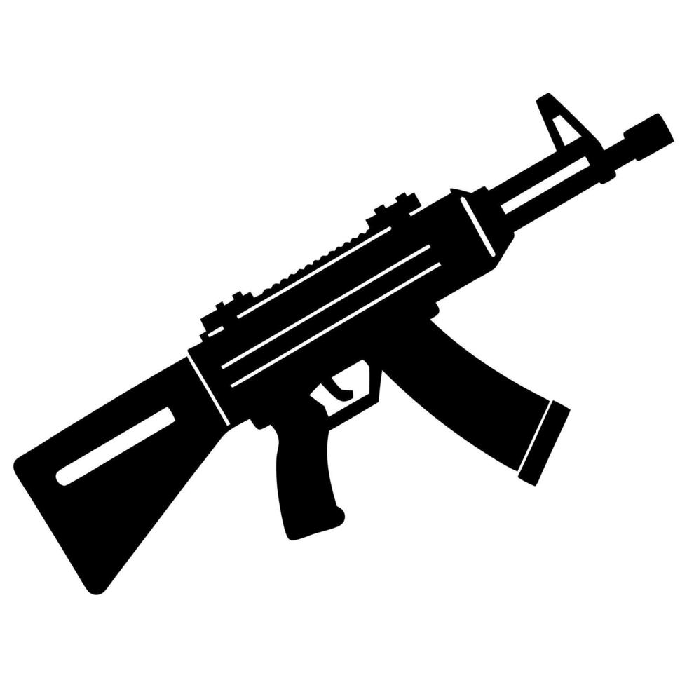 machine gun black silhouette illustration vector