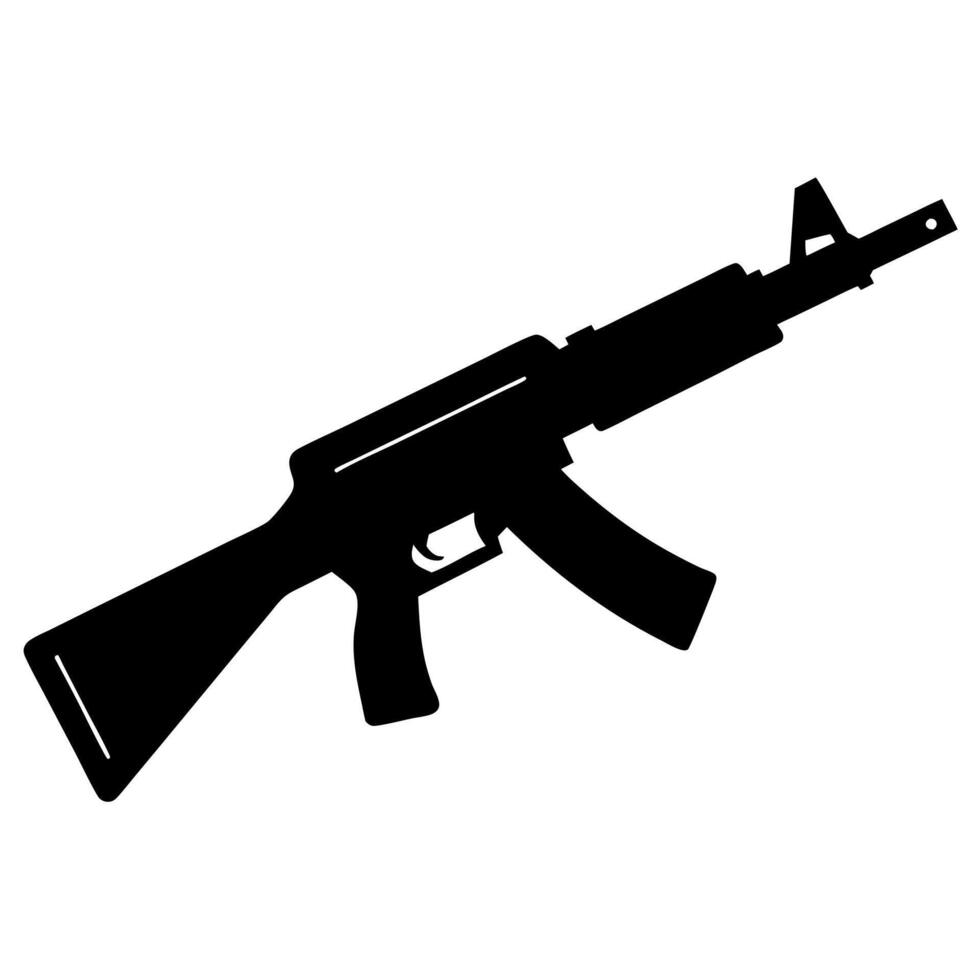 machine gun black silhouette illustration vector