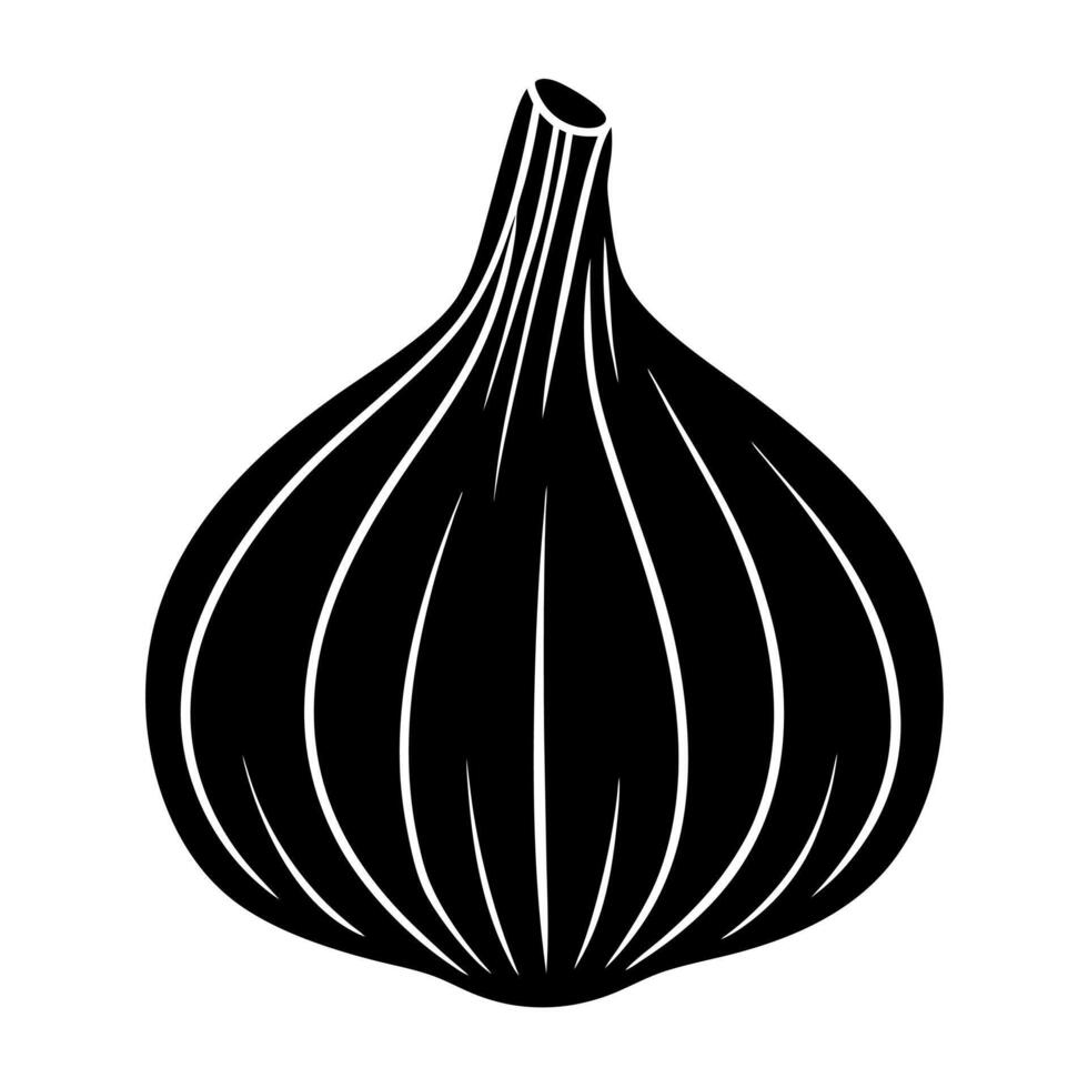 garlic black silhouette illustration vector