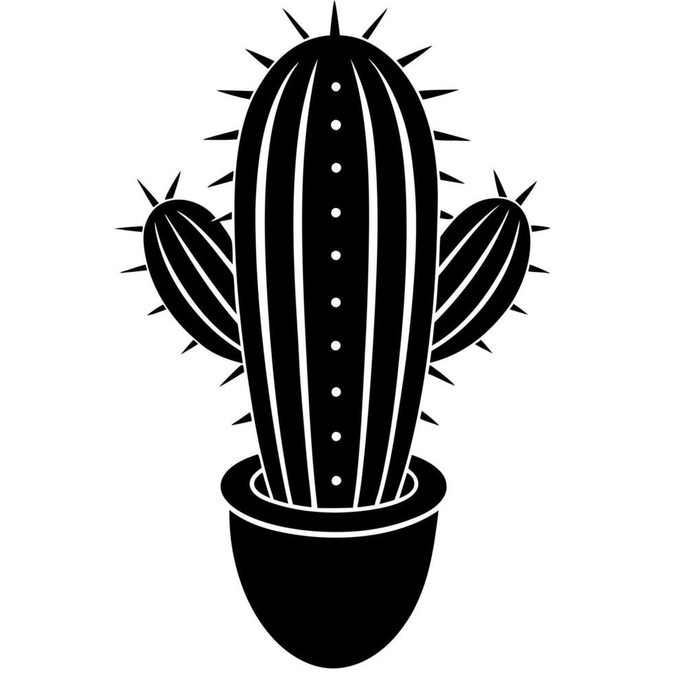 cactus black silhouette illustration vector