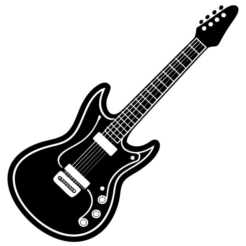 electric guitar lips black silhouette illustration vector