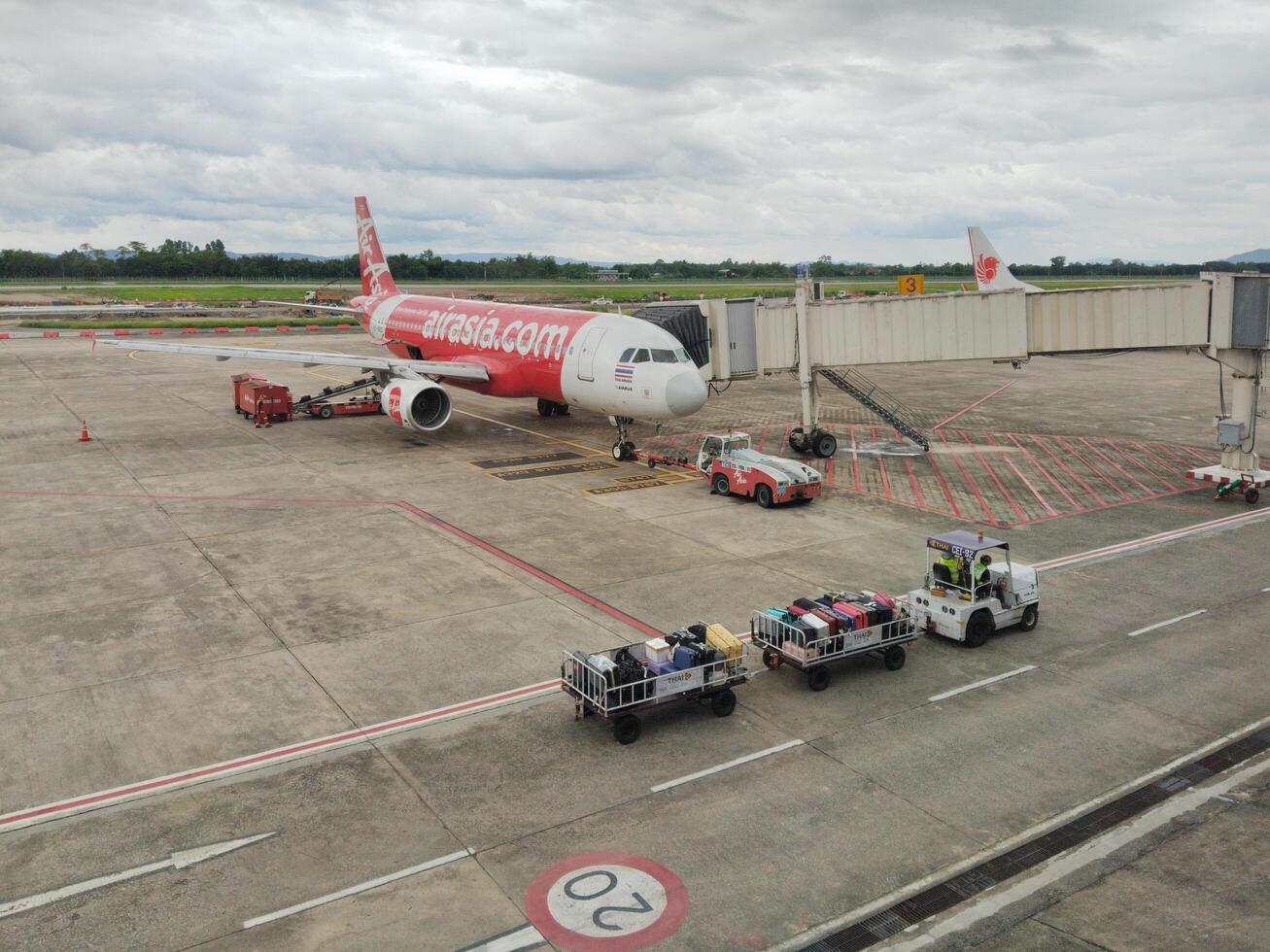 Mae Fah Luang International Airport, Chiangrai , Thailand, July1st, 2024, A domestic airplane prepare to take off at runway photo