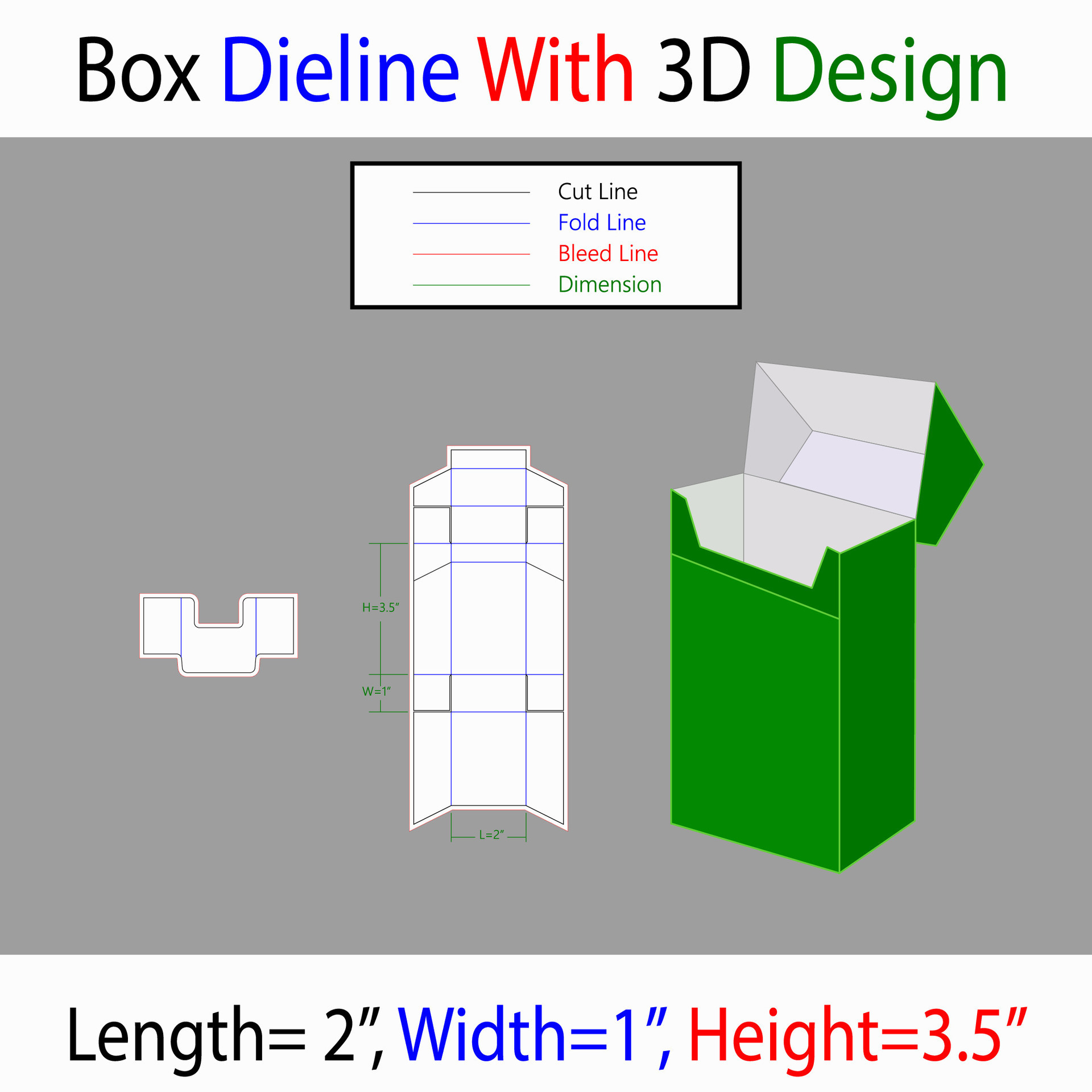 Storage Box2x1x3.5 inches Dieline Template With 3d Design 47373747 ...
