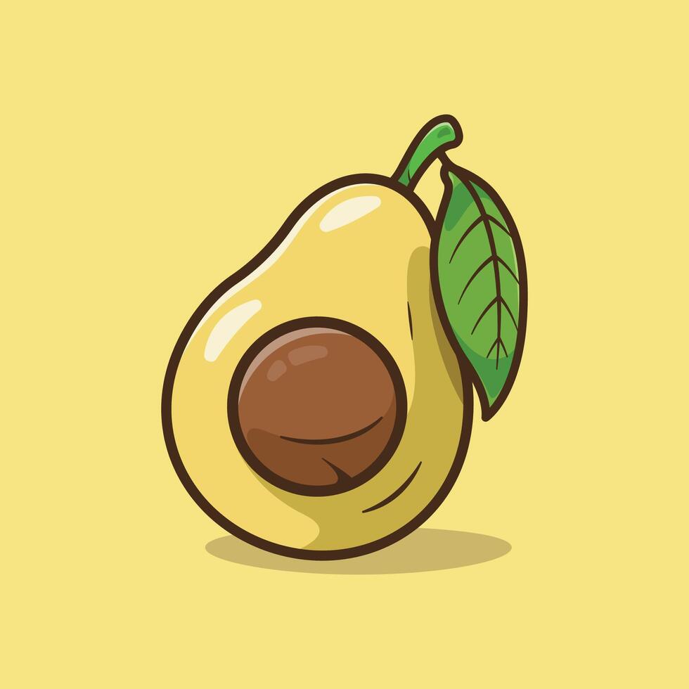 Slice Avocado Cartoon Food and Beverages Illustration Theme vector