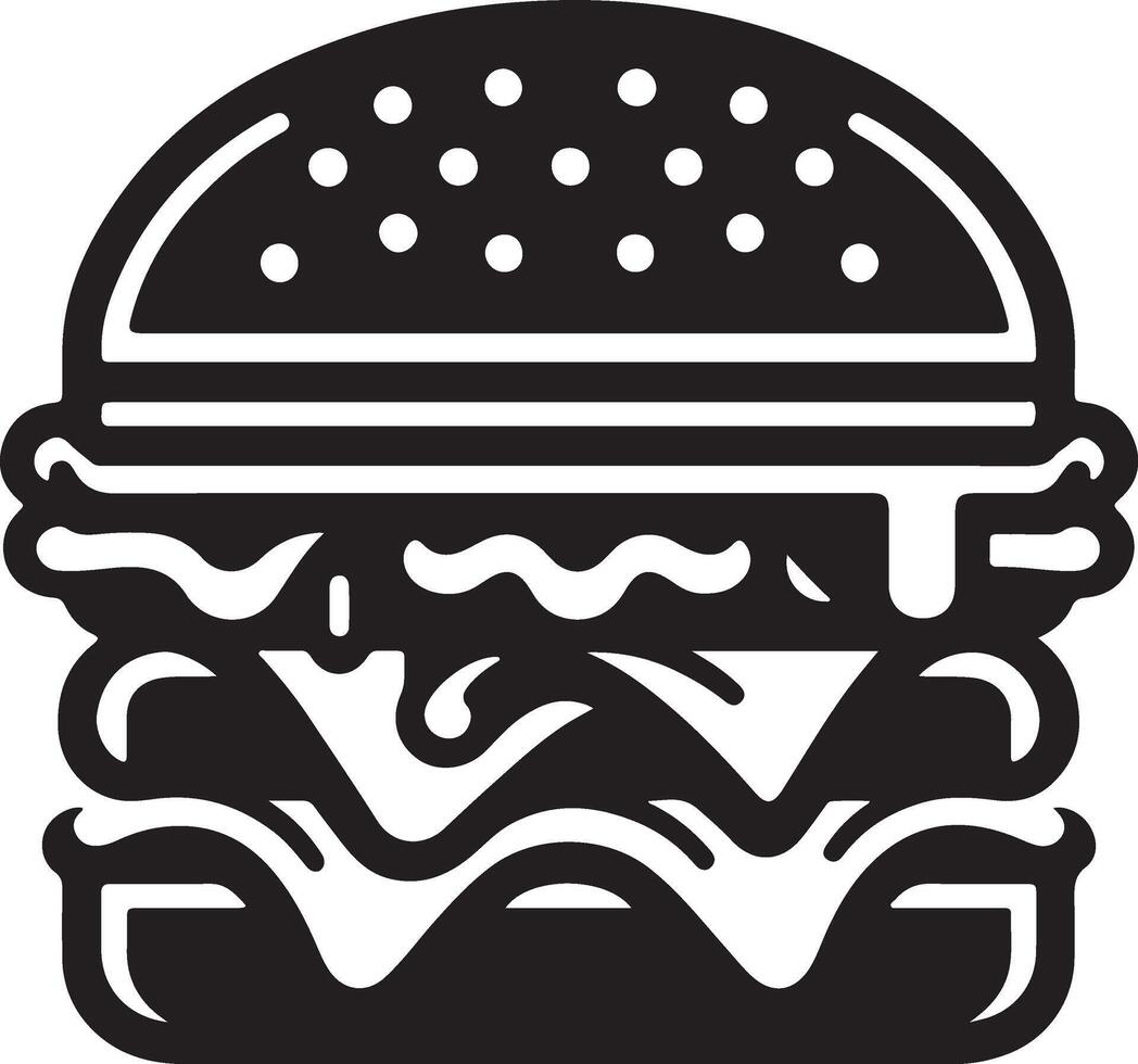 Burger icon illustration silhouette with white background vector