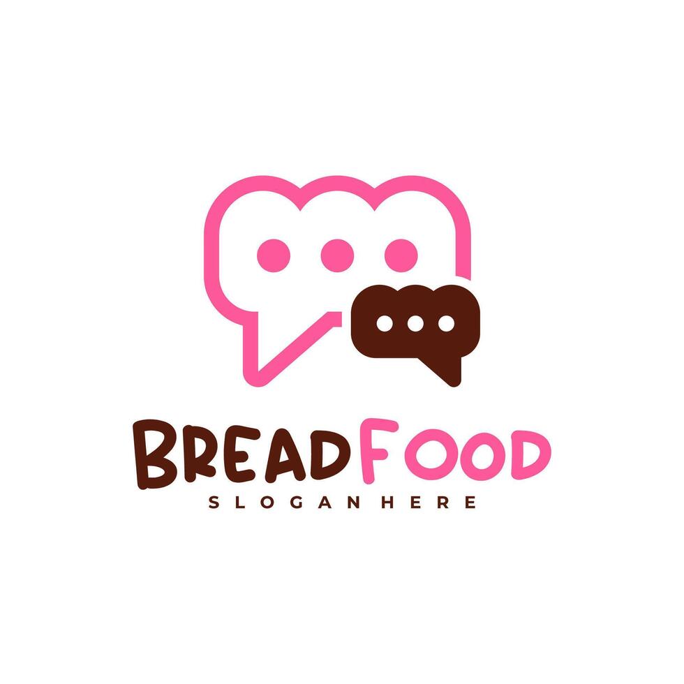 Chat Bread Food logo template, Creative Bread logo design concepts vector