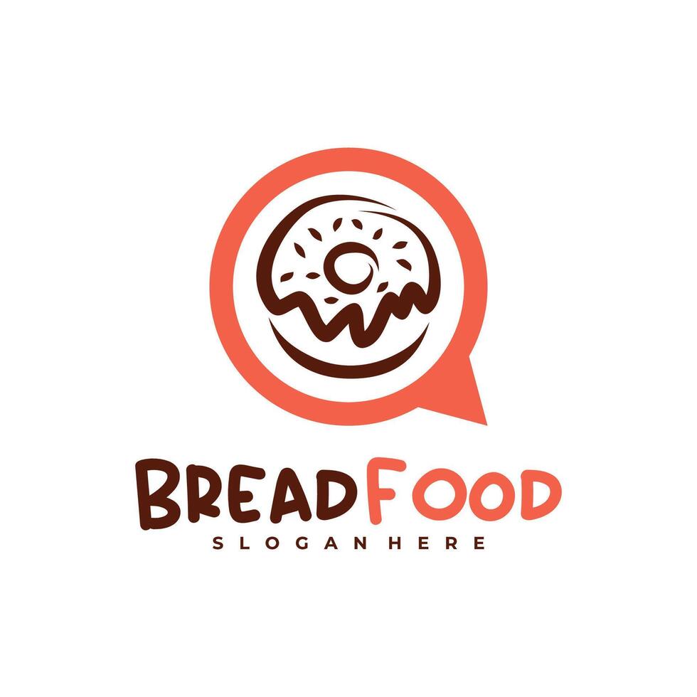 Chat Bread Food logo template, Creative Bread logo design concepts vector