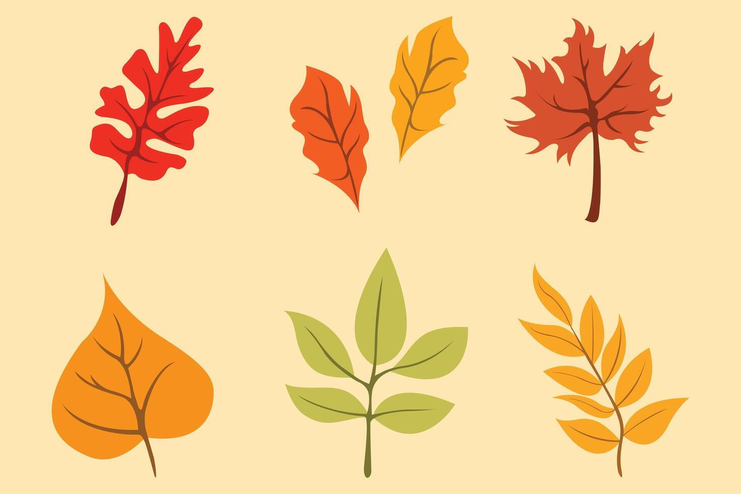 Autumn Leaf Set Collection Icon vector