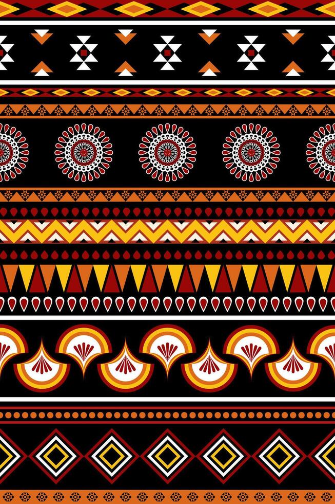 tribal pattern. colorful tribal pattern design. tribal ethnic geometric pattern on black background. design for background, wallpaper, fabric, clothes, wrapping, embroidery, carpet, decor, textile vector