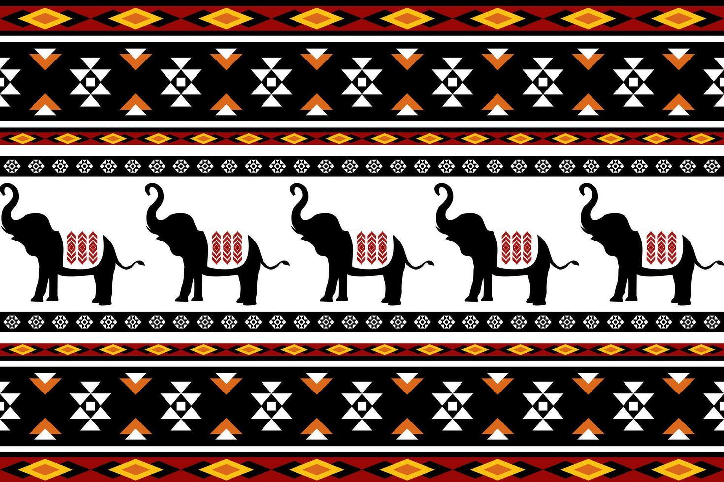 Elephant Thai style seamless pattern. Can be used in fabric design for clothing, textile, wrapping, pant, background, wallpaper, carpet, shirt vector
