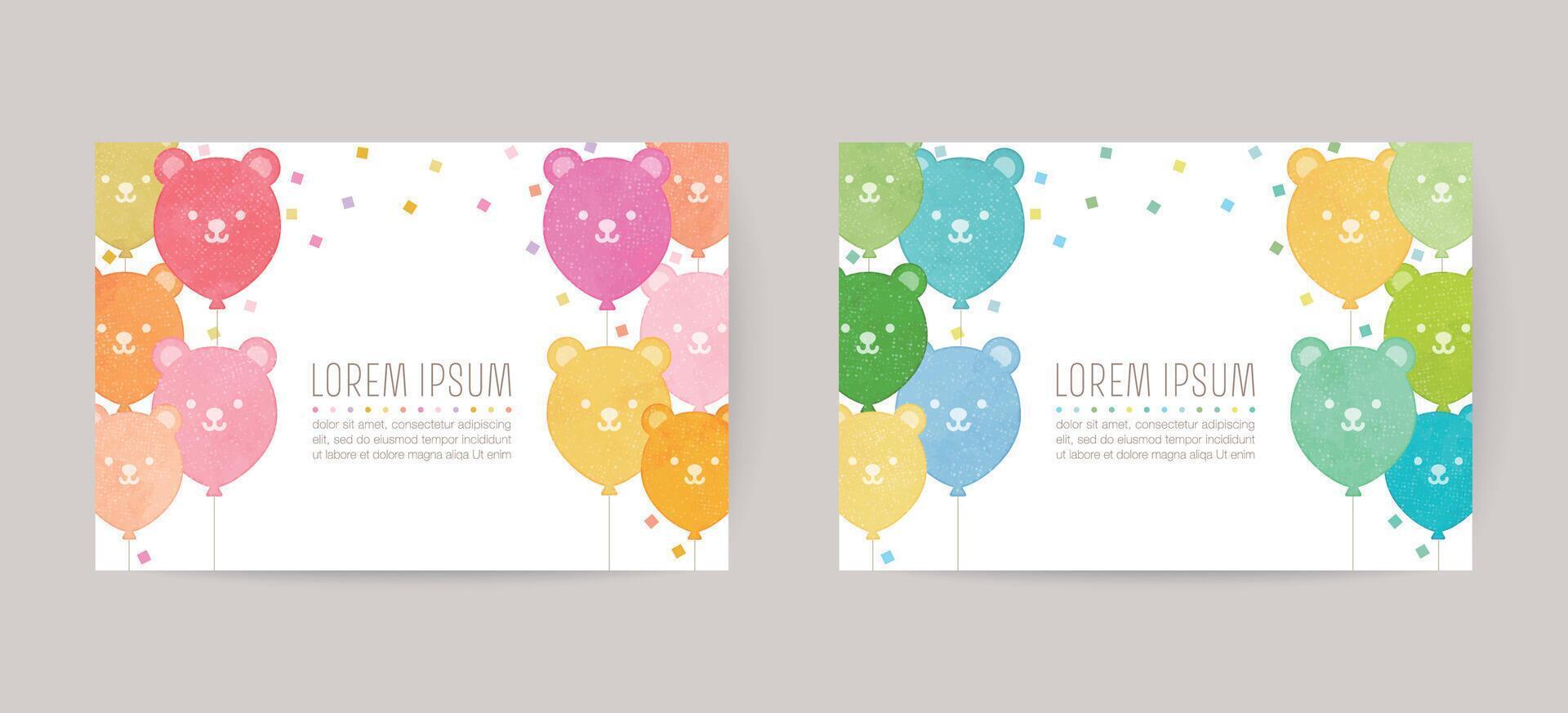 hand drawn teddybear balloon illustration cards for events vector