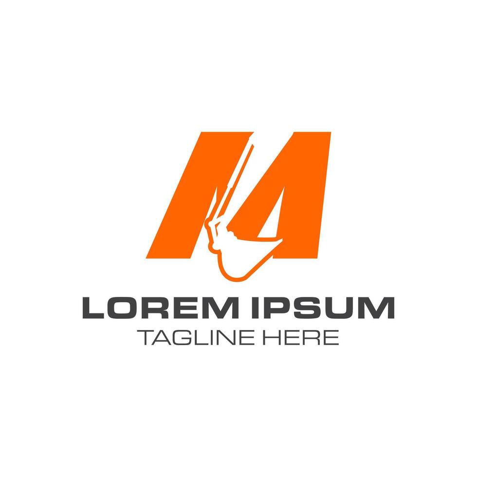 Letter m with excavator logo. Construction logo. This logo suitable for building or repair house, or construction industry. vector