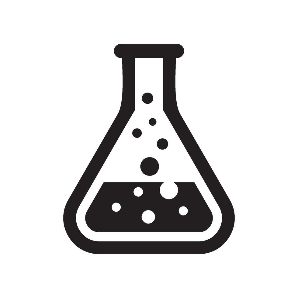 Black and white flask with bubbles. Perfect for sciencethemed designs or educational materials about chemistry or home experiments. vector
