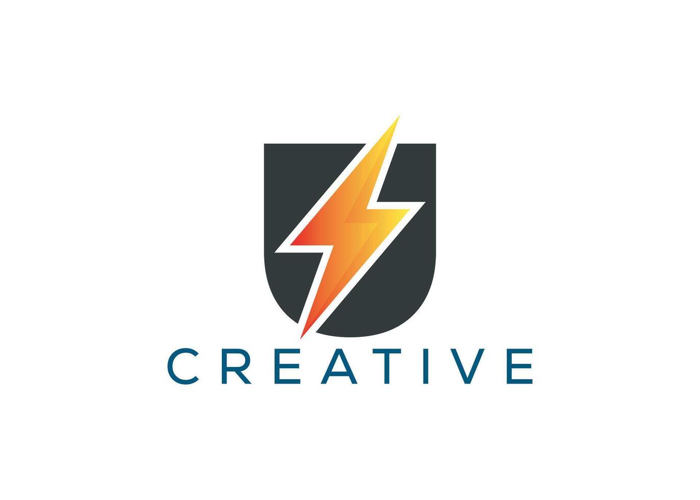 Minimal and professional Letter U thunder logo design template vector