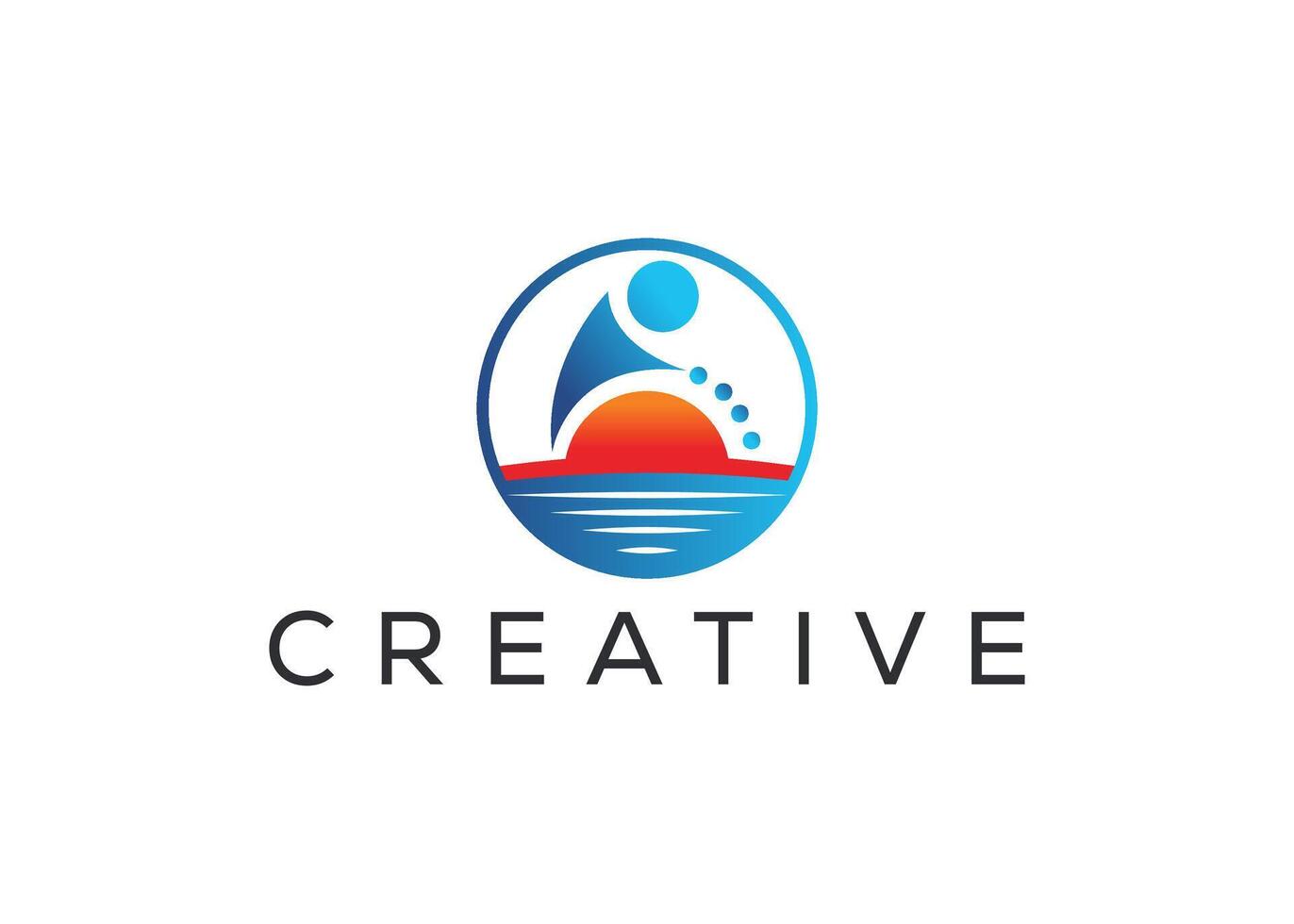 Minimal and professional Sun and man logo design template vector